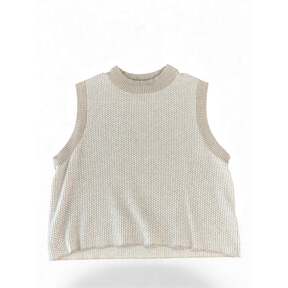 Rachel Zoe Sleeveless Mock Neck‎ Sweater Vest Beige Knit Women's Size L